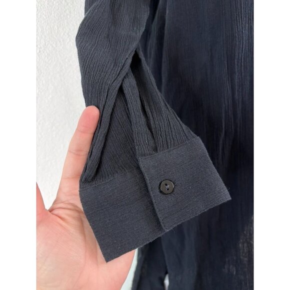 Soft Surroundings women's medium black long sleeve gauzy button up maxi dress - Picture 4 of 8